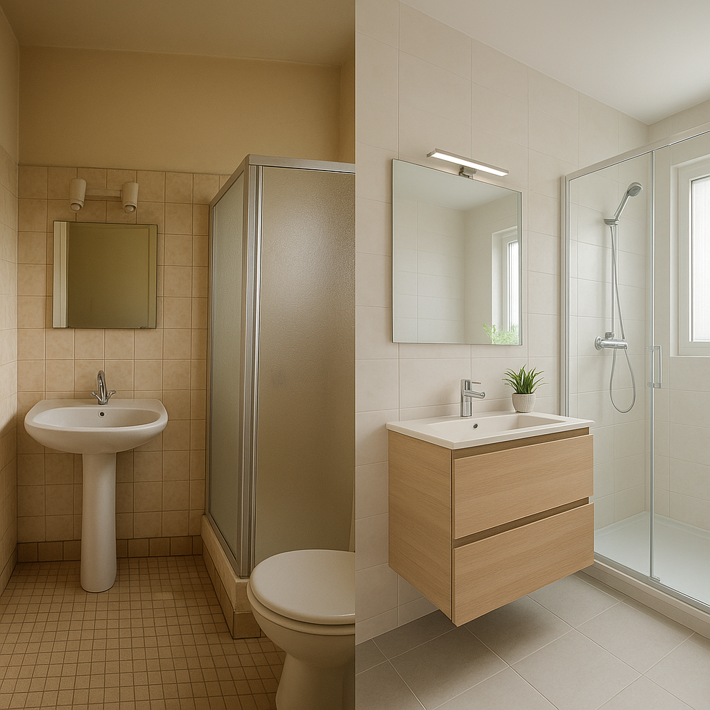 Avant après d’une salle de bains modernisée pour mieux vendre