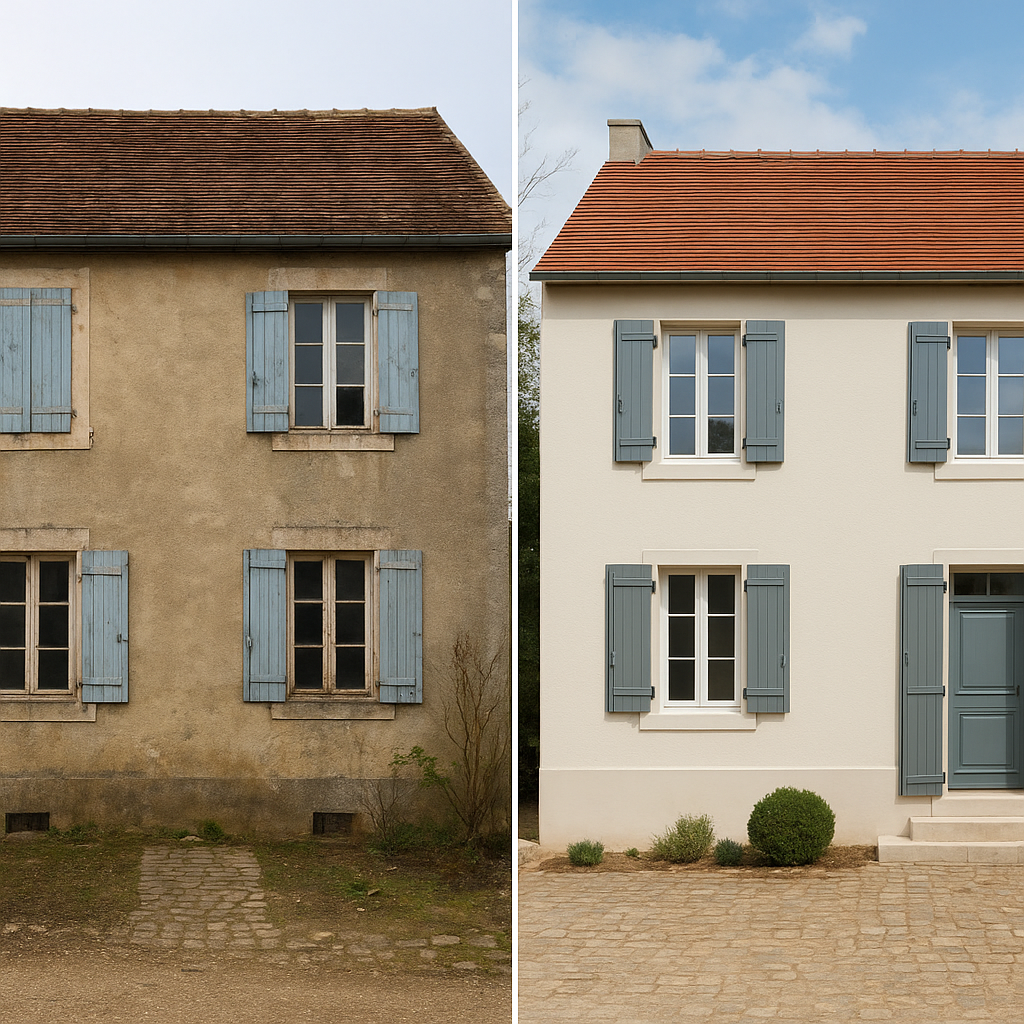Façade rénovée qui améliore la valeur perçue d’un bien