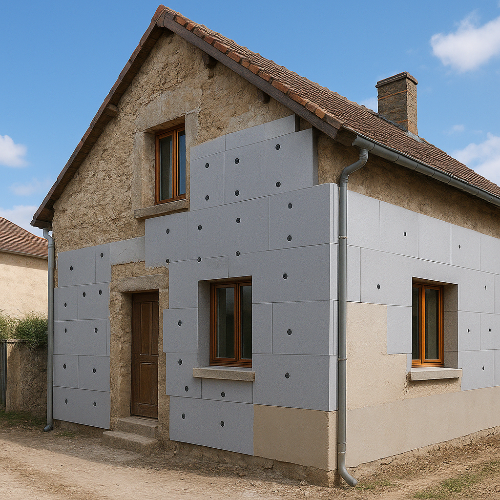 Isolation par l’extérieur d’une maison pendant des travaux de façade