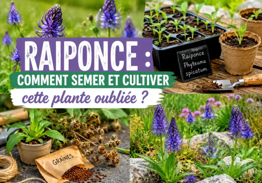 Gros plan sur des plants de raiponce en pot prêts à être transplantés au jardin